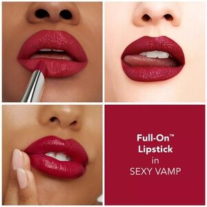 Buxom Full-On Plumping Red Satin Lipstick (Color: Sexy Vamp, Boysenberry Red)
